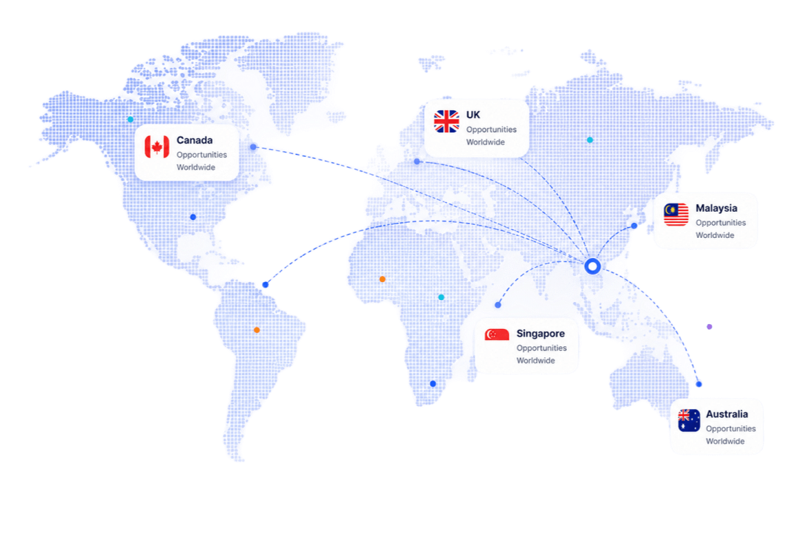 World map showing global opportunities